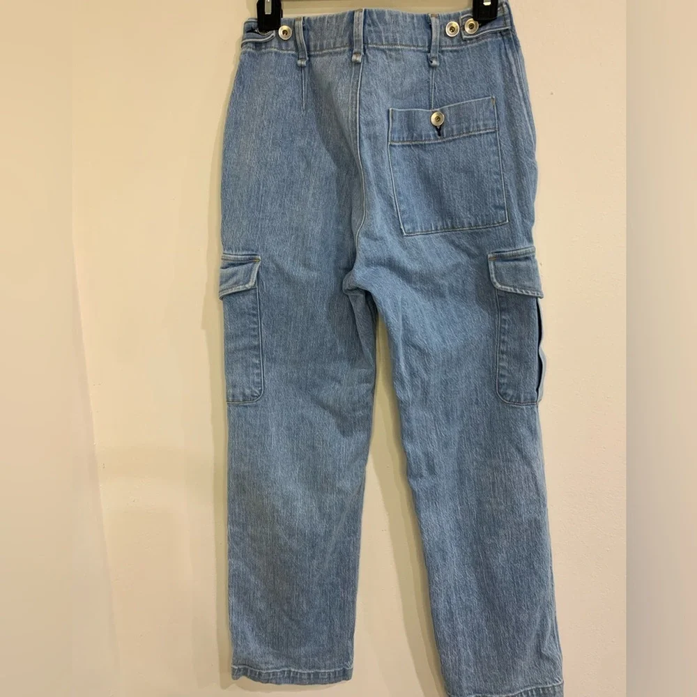 Rag & Bone Size 25 Icy Blue Light Wash High Rise Cargo Jeans Straight Leg